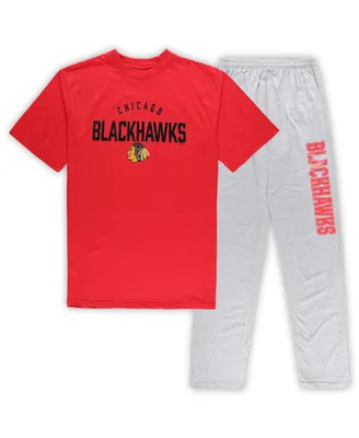 Men's Chicago Blackhawks Red, Heather Gray Big and Tall T-shirt Pants Lounge Set