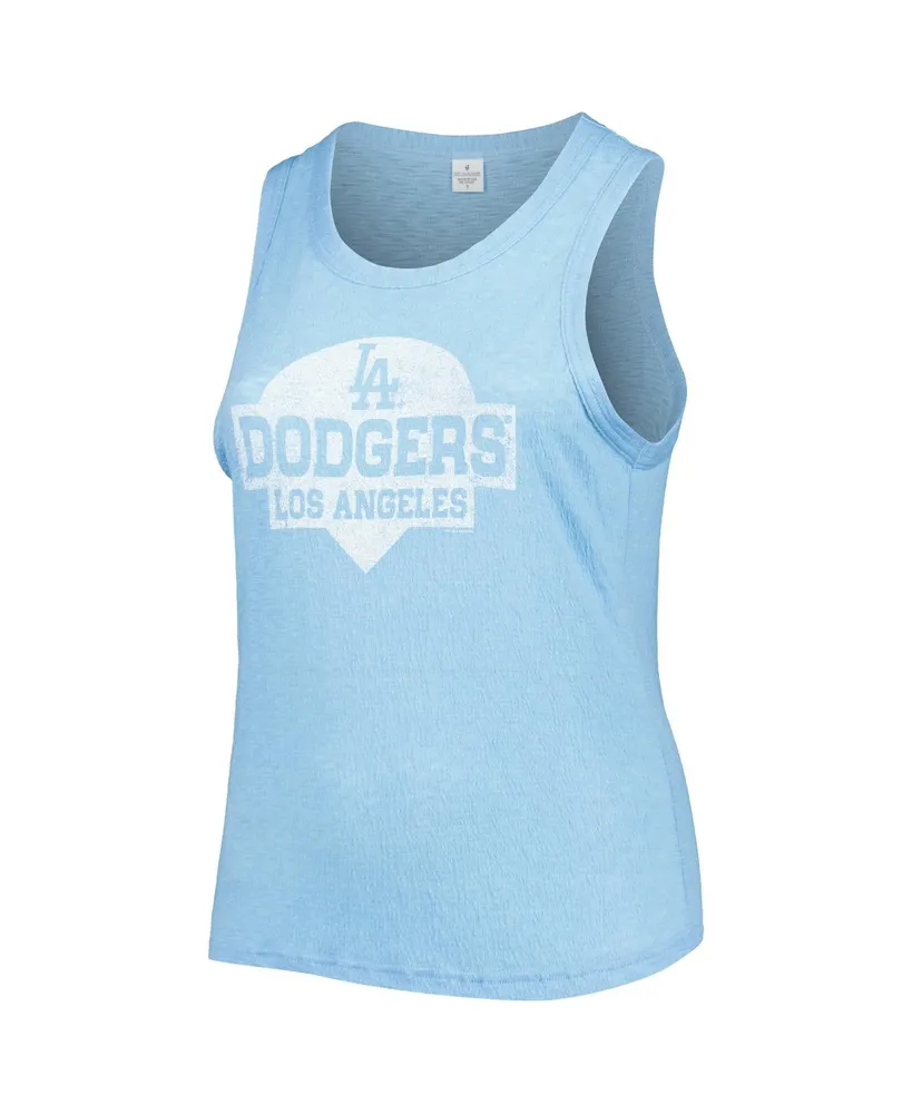 Women's Soft As A Grape Royal Los Angeles Dodgers Plus High Neck Tri-Blend Tank Top