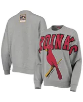 Women's Mitchell & Ness Heathered Gray St. Louis Cardinals Cooperstown Collection Logo Lightweight Pullover Sweatshirt