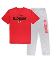 Men's Chicago Blackhawks Red, Heather Gray Big and Tall T-shirt Pants Lounge Set