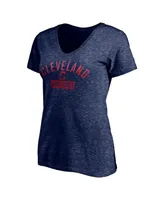 Women's Fanatics Heathered Navy Cleveland Guardians Old Time Favorite V-Neck T-shirt