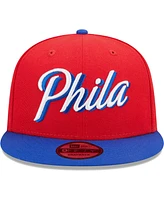 Men's New Era Red, Royal Philadelphia 76ers Jersey Hook Statement Edition 9FIFTY Snapback Hat