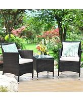 Costway Outdoor 3 Pcs Pe Rattan Wicker Furniture Sets