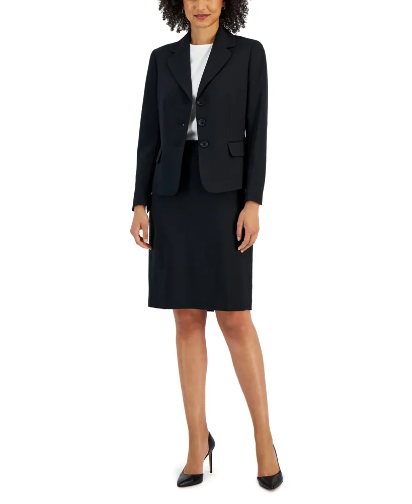 Le Suit Women's Notch-Collar Mid-Rise Straight-Leg Pantsuit, Size