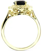 Sapphire (2 ct. t.w.) & White Topaz (1/2 Halo Ring Gold-Plated Sterling Silver (Also Ruby Emerald)