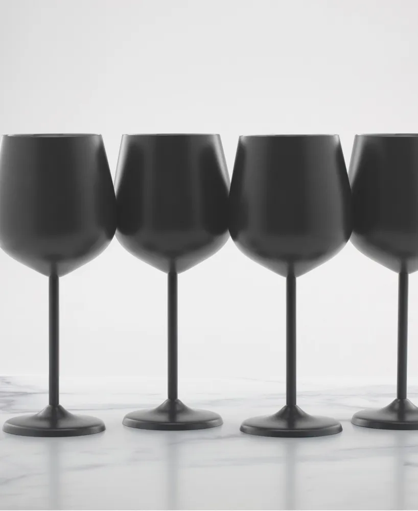 Cambridge Oz Brushed Black Stainless Steel Wine Glasses