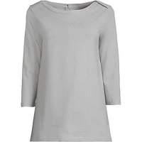 Lands' End Women's 3/4 Sleeve Heavyweight Jersey Boatneck Button Back Tunic