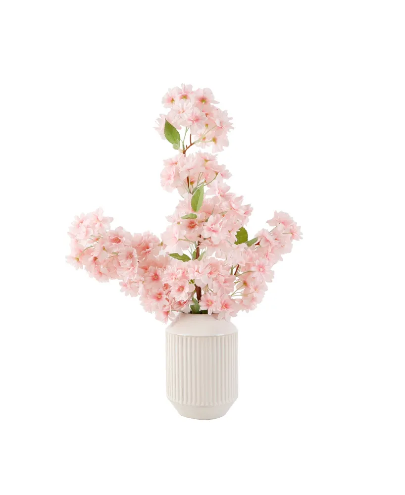 Flora Bunda 19.5" H Cherry Blossom in 6.65" H Ceramic Vase