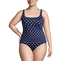 Lands' End Plus Long Square Neck Underwire Tankini Swimsuit Top