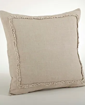 Saro Lifestyle Ruffled Border Linen Decorative Pillow, 20" x 20"