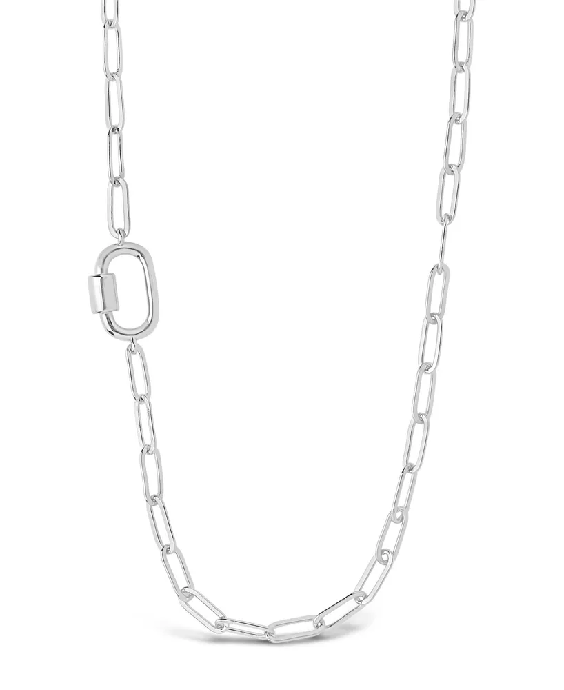 Sterling Forever Polished Carabiner Station Necklace