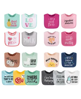 The Peanutshell Baby Girls Terry Bibs, 18 Pack for Feeding, Teething, or Drooling Foods/Hello Sunshine
