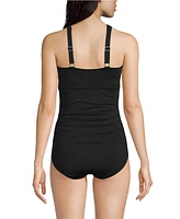 Lands' End Women's High Neck to One Shoulder Multi Way Piece Swimsuit