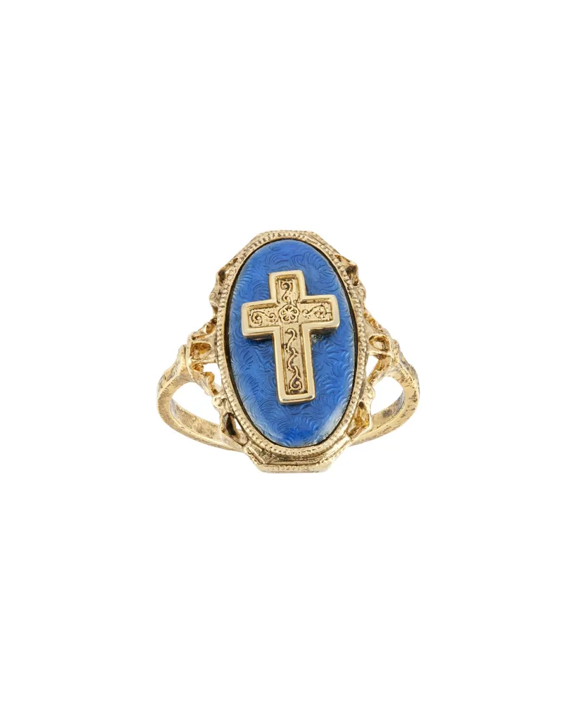 2028 Enamel Cross Ring