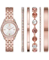 Folio Women's Three Hand Rose-Gold-Tone 31mm Watch and Bracelet Gift Set, 6 Pieces