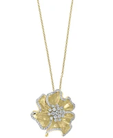 Effy Diamond Flower 18" Pendant Necklace (1-1/2 ct. t.w.) in 14k Gold