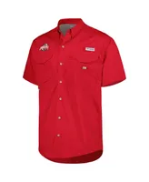 Men's Columbia Scarlet Ohio State Buckeyes Bonehead Button-Up Shirt