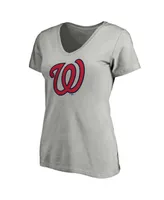 Women's Fanatics Heathered Gray Washington Nationals Core Official Logo V-Neck T-shirt