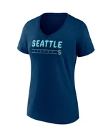 Women's Fanatics Deep Sea Blue, Gray Seattle Kraken Parent 2-Pack V-Neck T-shirt Set