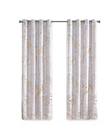 Intelligent Design Rebecca Grommet Top Printed Marble Metallic Total Blackout 1-Piece Curtain Panel, 50" x 63"