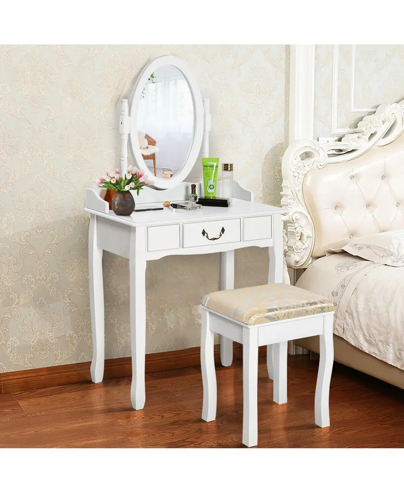 Vanity Table Jewelry Makeup Desk Bench Dresser Stool