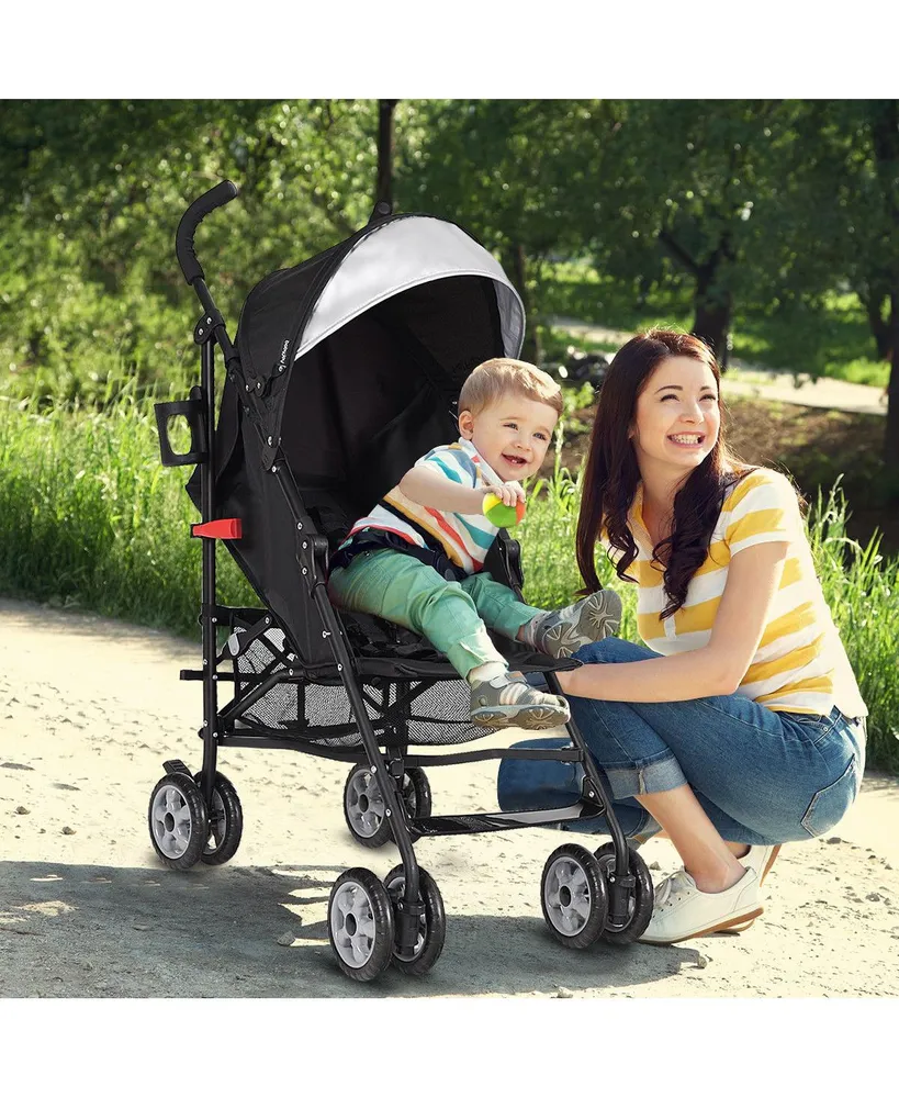 Costway Toddler Folding Lightweight Baby Umbrella Travel Stroller w/ Storage Basket