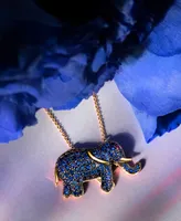 Le Vian Blueberry Sapphire (1-5/8 ct. t.w.) & Passion Ruby Accent Elephant Pendant Necklace in 14k Gold, 18" + 2" extender