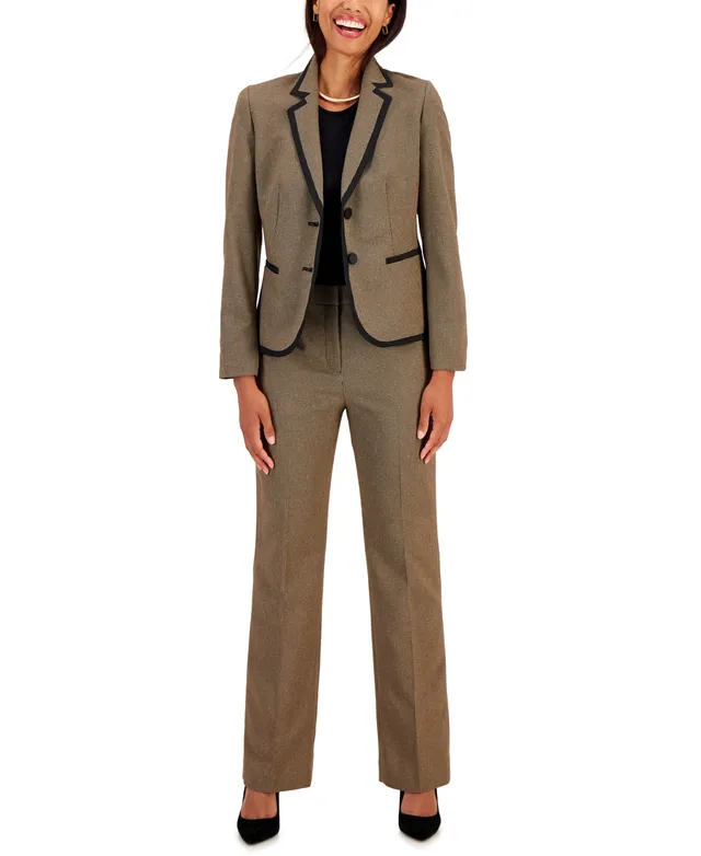 Le Suit Women's Houndstooth Framed Double-Button Jacket & Straight-Leg  2-Pc. Pantsuit