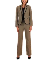 Le Suit Women's Houndstooth Framed Double-Button Jacket & Straight-Leg 2-Pc. Pantsuit