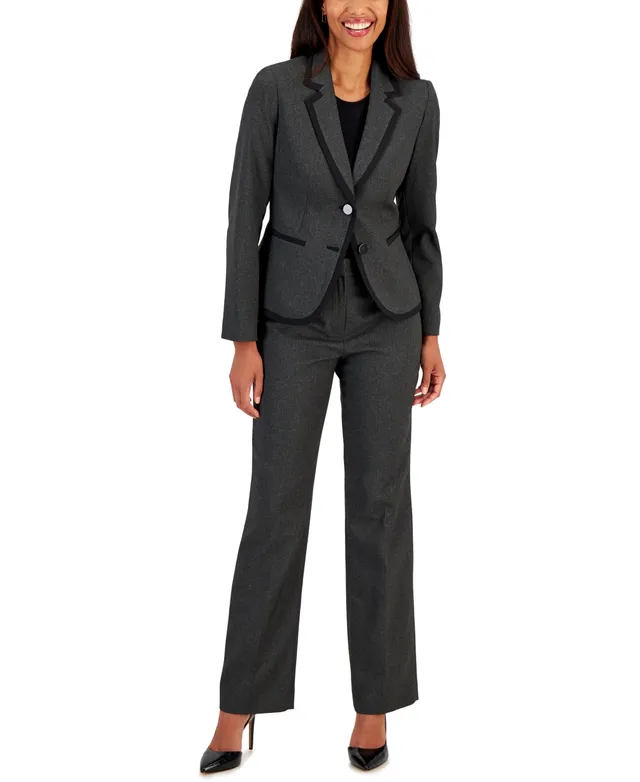 Le Suit Women's Houndstooth Framed Double-Button Jacket & Straight