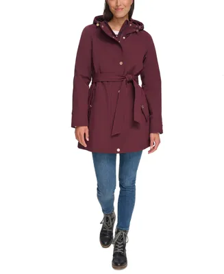 Tommy Hilfiger Women's Hooded Belted Softshell Raincoat
