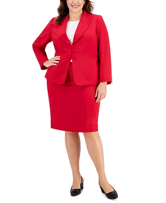 Le Suit Plus Seamed Crepe Jacket Slim Skirt