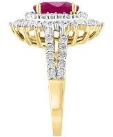 Effy Ruby (1-7/8 ct. t.w.) & Diamond (1/4 Halo Statement Ring 14k Two-Tone Gold (Also Sapphire)