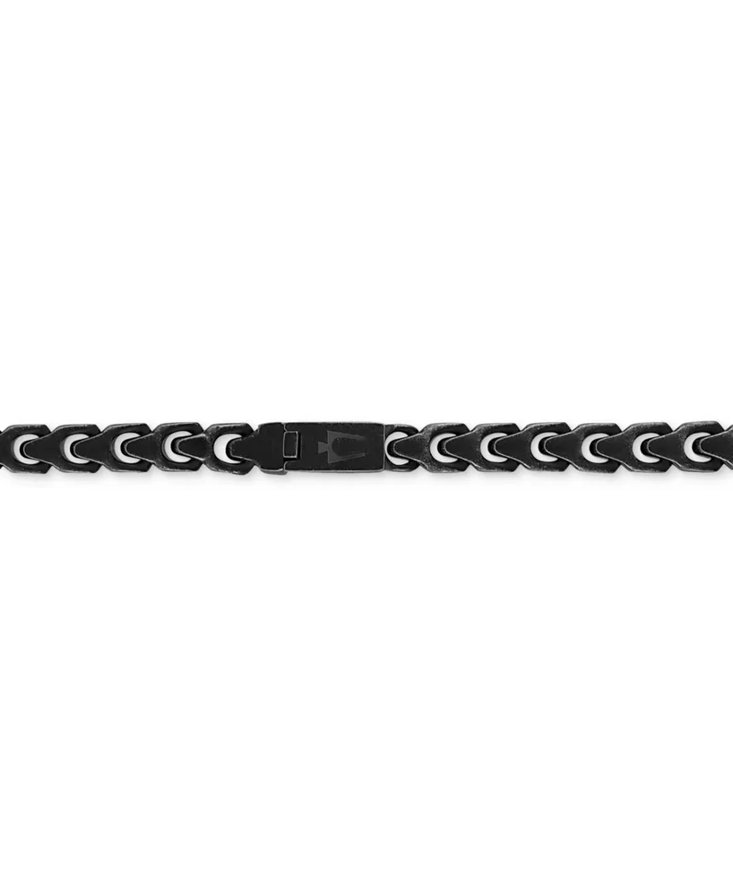 Bulova Men's Link Chain 24" Necklace in Black-Plated Stainless Steel