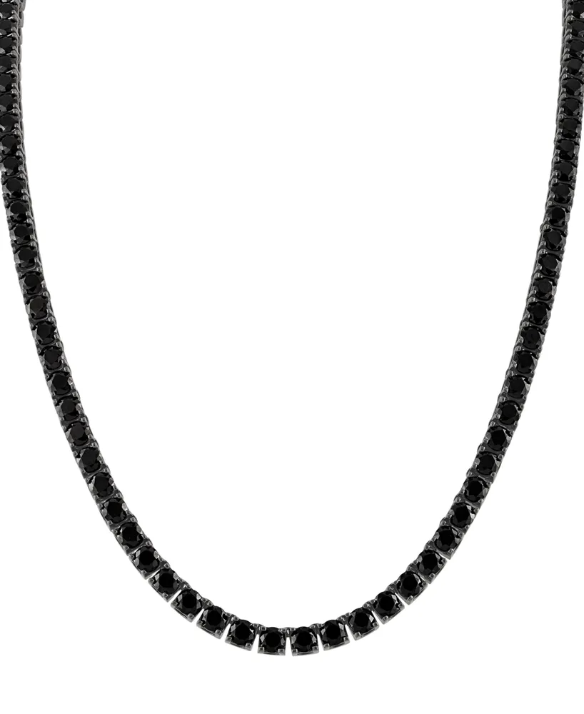 Thin black spinel necklace for men with silver nugget - JoyElly