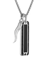 Bulova Men's Icon Black Onyx & Black Diamond (3/4 ct. t.w.) Pendant Necklace in Sterling Silver, 24" + 2" extender