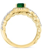 Effy Emerald (7/8 ct. t.w.) & Diamond (5/8 ct. t.w.) Multirow Statement Ring in 14k Gold