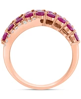 Effy Ruby (2-3/4 ct. t.w.) & Diamond (1/6 ct. t.w.) Crossover Cluster Ring in 14k Rose Gold