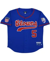 Men's Rings & Crwns #5 Royal Indianapolis Clowns Mesh Button-Down Replica Jersey