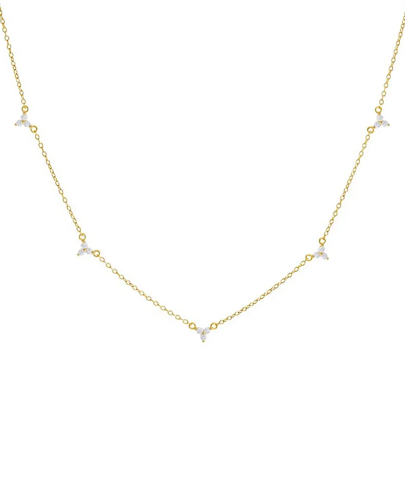 by Adina Eden 14k Gold-Plated Sterling Silver Cubic Zirconia Cluster Chain Necklace, 16" + 2" extender