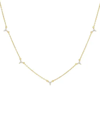 by Adina Eden 14k Gold-Plated Sterling Silver Cubic Zirconia Cluster Chain Necklace, 16" + 2" extender