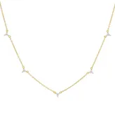 by Adina Eden 14k Gold-Plated Sterling Silver Cubic Zirconia Cluster Chain Necklace, 16" + 2" extender