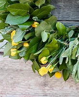 GreenishBlu Fresh Real Yellow Rose and Salal Spring Wreath