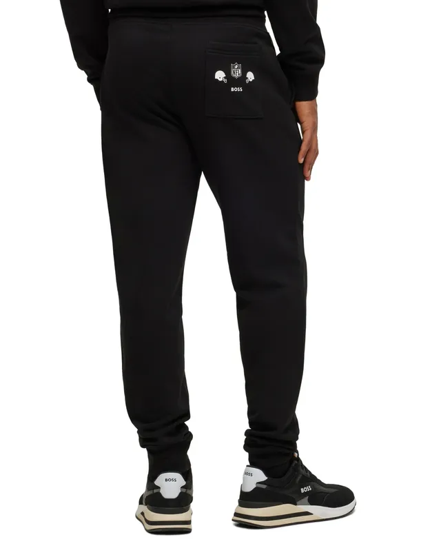 Hugo Boss Men's Boss X Nfl Cotton-blend Tracksuit Bottoms With  Collaborative Branding In Raiders Black