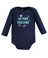 Hudson Baby Boys Cotton Long-Sleeve Bodysuits, Space 5-Pack, 9-12 Months