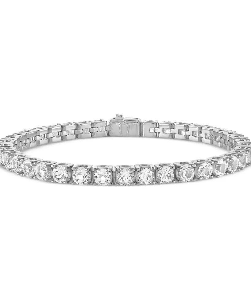 Bulova Men's Icon White Topaz (1/10 ct. t.w.) Tennis Bracelet in Sterling Silver