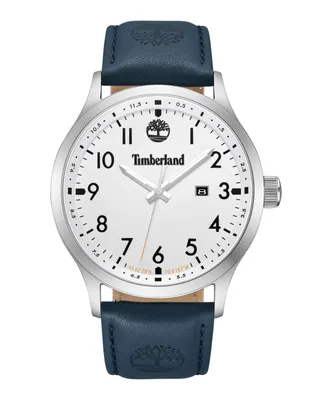 Timberland Men's Quartz Trumbull Dark Blue Genuine Leather Watch 45mm
