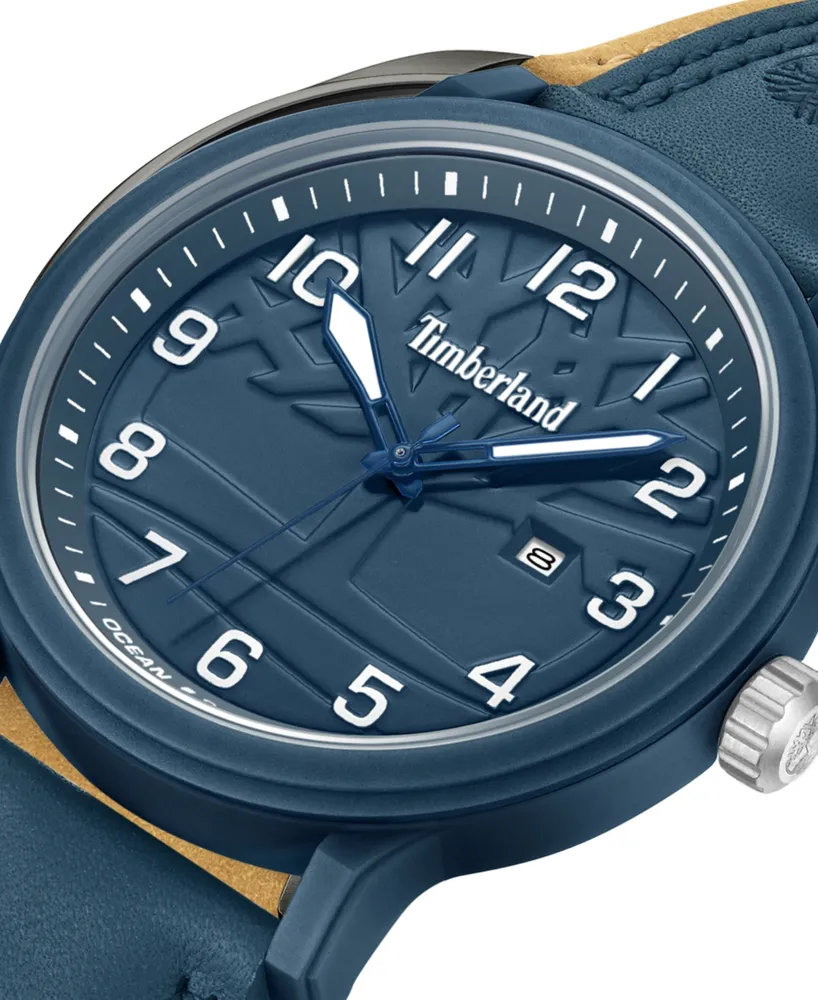 Timberland Men's Quartz Driscoll Dark Blue Genuine Leather Watch 46mm