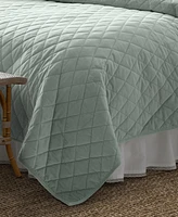 Closeout! Laura Ashley Solid Velvet Diamond Stitch Piece Quilt Set