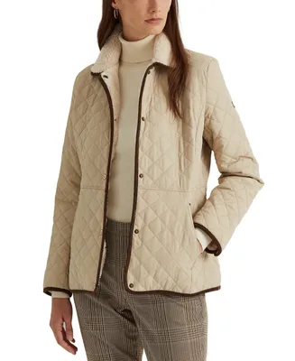 Lauren Ralph Women's Faux-Sherpa-Collar Quilted Coat